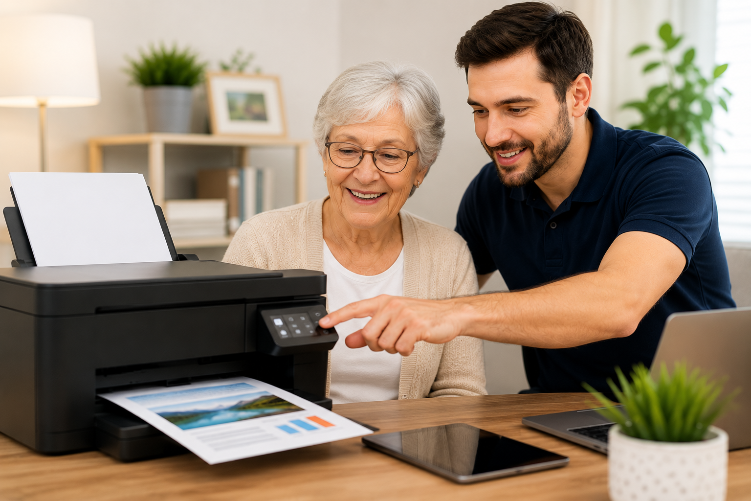 Printer setup and training for seniors